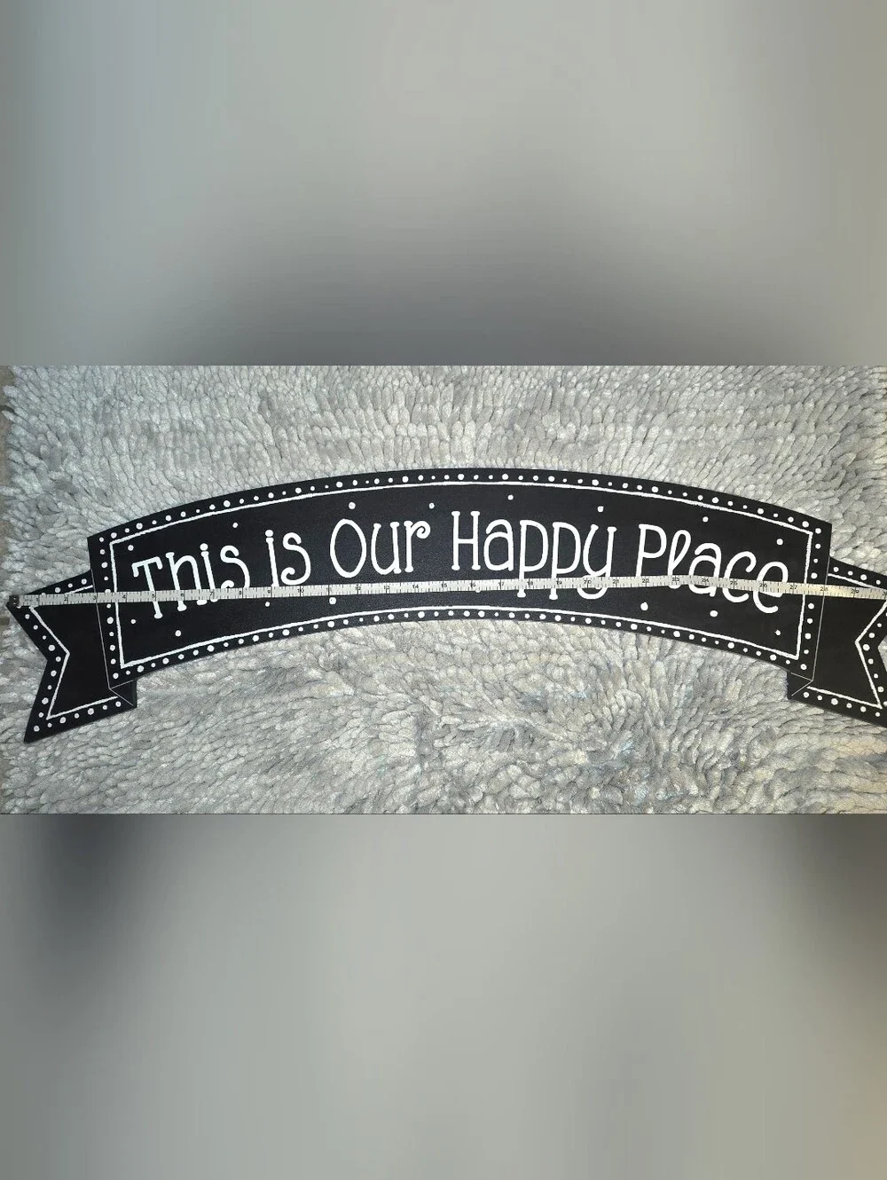 Black and White 'Our Happy Place' Wall Accent Sign - Decorative Home Plaque